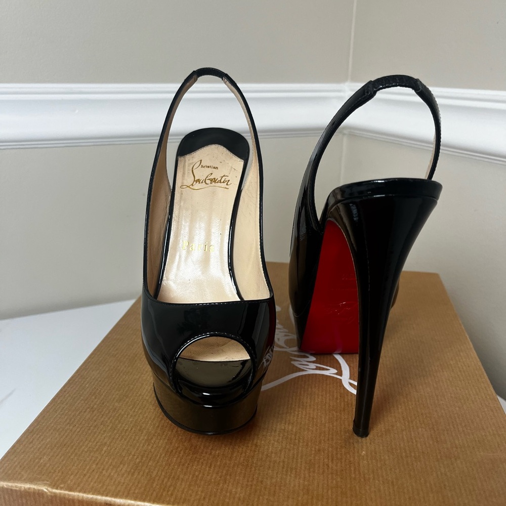 Christian Louboutin Lady Peep Sling Patent Leather size 35.5